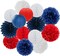 Fourth-4th of July-Imemorial Party-Decorations Lanterns - 14pcs (Navy-Blue Red-White)